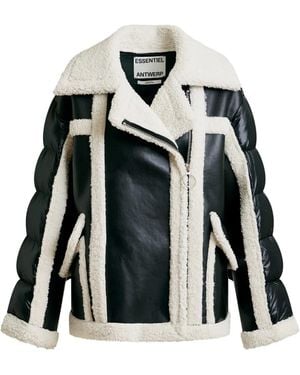 Essentiel Antwerp Ifle Faux Fur Mix Puffer Jacket - Black