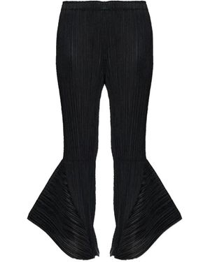 Pleats Please Issey Miyake Pleated Flared Trousers - Black