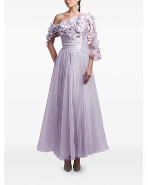 Gemy Maalouf One-Shoulder Floral Maxi Dress - Purple