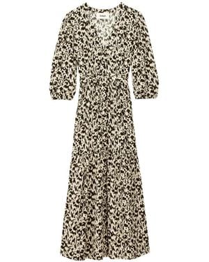 Ba&sh Palma Tiered Animal-Print Dress - White