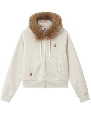 Chocoolate Faux-Fur Trim Hoodie - Natural