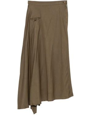 Yohji Yamamoto Jupe Asymétrique À Effet Délavé - Natural