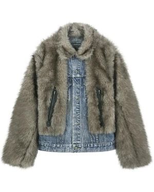 ANDERSSON BELL Faux-Fur Denim Jacket - Green