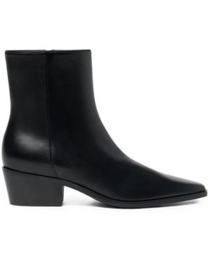SCAROSSO Ambra Square-Toe Ankle Boots - Black