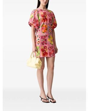 Never Fully Dressed Fruit-Print Puff-Sleeve Cotton Midi Dress - Red