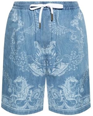 Versace Barocco Sea Denim Shorts - Blue