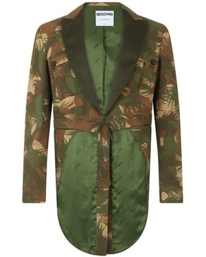Moschino Camouflage-Print Notched-Collar Jacket - Green