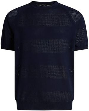Kiton T-Shirt Mit Rundhalsausschnitt Und Lochstreifenmuster - Blau