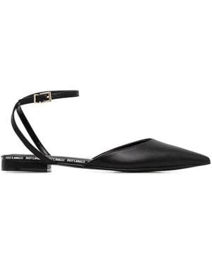 Just Cavalli Ballerina's Met Enkelbandje En Puntige Neus - Zwart