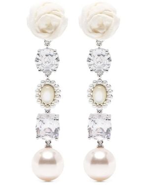 ShuShu/Tong Hängeohrringe mit Kristallen und Perlen - Weiß