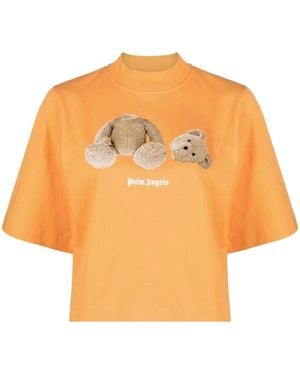 Palm Angels Teddy Bear-Print T-Shirt - Orange
