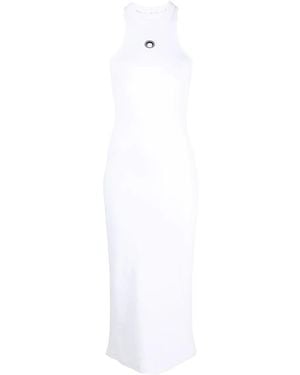 Marine Serre Logo-Print Sleeveless Dress - White