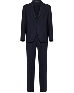 Tagliatore Peak-Lapels Drawstring Suit - Blue