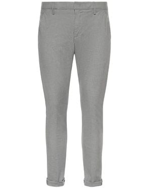 Dondup Slub-Texture Turn-Up Trousers - Grey