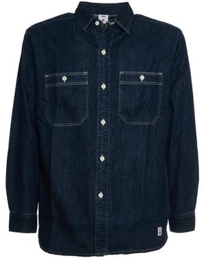 Edwin Camisa Worker Con Botones - Azul