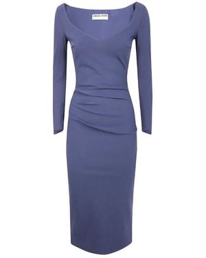 La Petite Robe Di Chiara Boni Long-Sleeve Draped Midi Dress - Purple