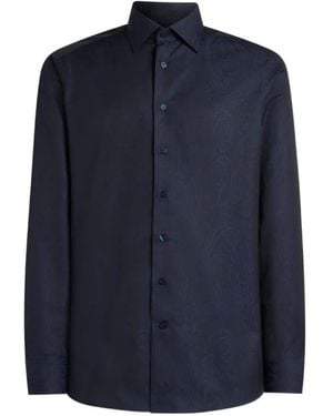 Etro Jacquard-Motif Cotton Shirt - Blue