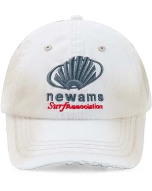 New Amsterdam Distressed Logo-Embroidered Cap - Grey