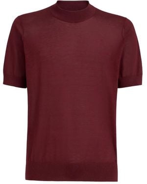 Brunello Cucinelli モックネック ニットTシャツ - レッド