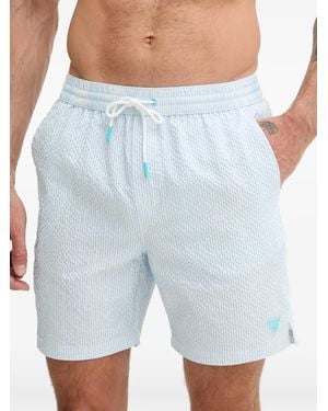 Guess Shorts Con Vita Media - Blu