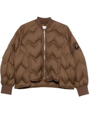 ERMANNO FIRENZE Chevron-Quilted Logo-Patch Jacket - Brown