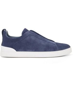 ZEGNA Triple Stitch Trainers - Blue