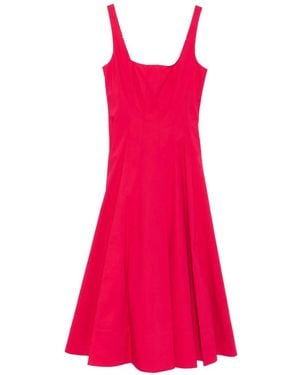 STAUD Wells Square-Neck Midi Dress - Pink