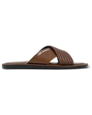 KARL LAGERFELD Woven Crossover Slides - Brown