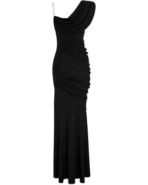 V:PM ATELIER Sade Asymmetric Ruched Maxi Dress - Black
