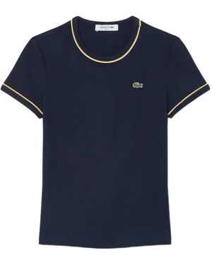 Lacoste T-Shirt Mit Kontrastbesatz - Blau