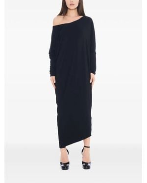 Tessitura Draped Oversized Asymmetric Maxi Dress - Blue