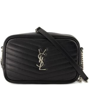 Saint Laurent Mini Lou Chevron Logo Shoulder Bag - Black
