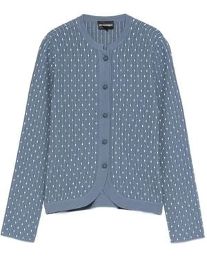 Emporio Armani ドットパターン カーディガン - ブルー