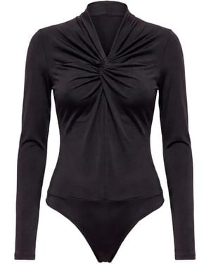 Nissa Twist-Detail Long-Sleeve Bodysuit - Blue