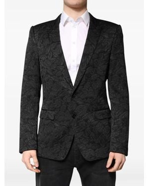 Dolce & Gabbana Martini Floral-Brocade Blazer - Black