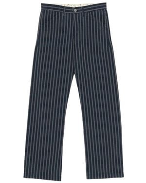 Massimo Alba Stripe-Pattern Trousers - Blue
