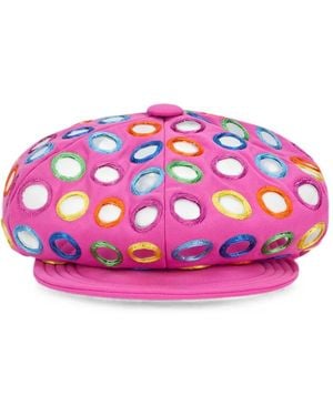 Moschino Mirror-Embellished Beret - Pink
