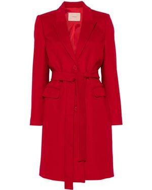 Twin Set Single-Breasted Coat - Red