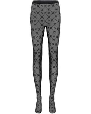 Marine Serre "Moonogram" Mesh Flock Tights - Gray