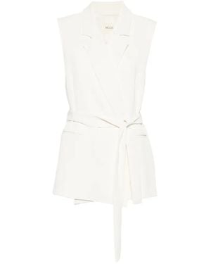ViCOLO Belted Sleeveless Waistcoat - White