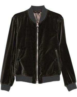 Tom Ford Velvet Zip-Front Bomber Jacket - Black