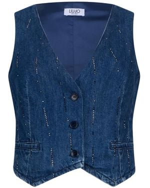 Liu Jo Rhinestone Waistcoat - Blue