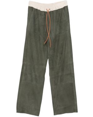 SONIA CARRASCO Drawstring Suede Trousers - Green