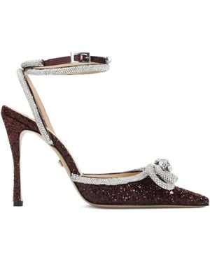 Mach & Mach 110Mm Double Bow Crystal-Embellished Court Shoes - Metallic