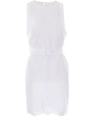 Twinset Floral-Lace Belted Mini Dress - White