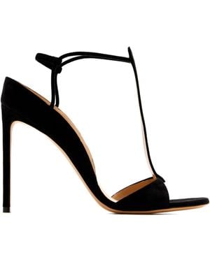 Francesco Russo 105Mm T-Bar Stiletto Sandals - Black