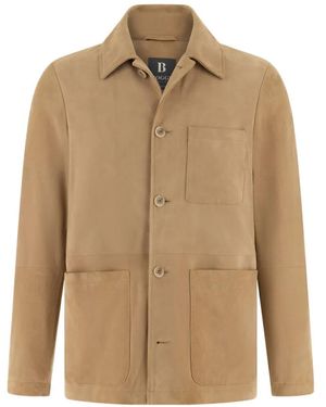 BOGGI Shirt-Collar Leather Jacket - Natural