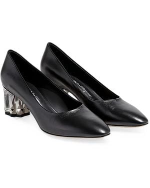 Ferragamo Sculptural-Heel Leather Pumps - Black