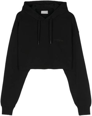 VTMNTS Cropped Hoodie Met Geborduurd Logo - Zwart