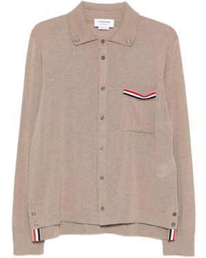 Thom Browne Buttoned Pocket Wool Cardigan - Natural